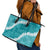 Hawaii Aloha Leather Tote Bag Teal Quilt Patch Work Mix Plumeria Lei