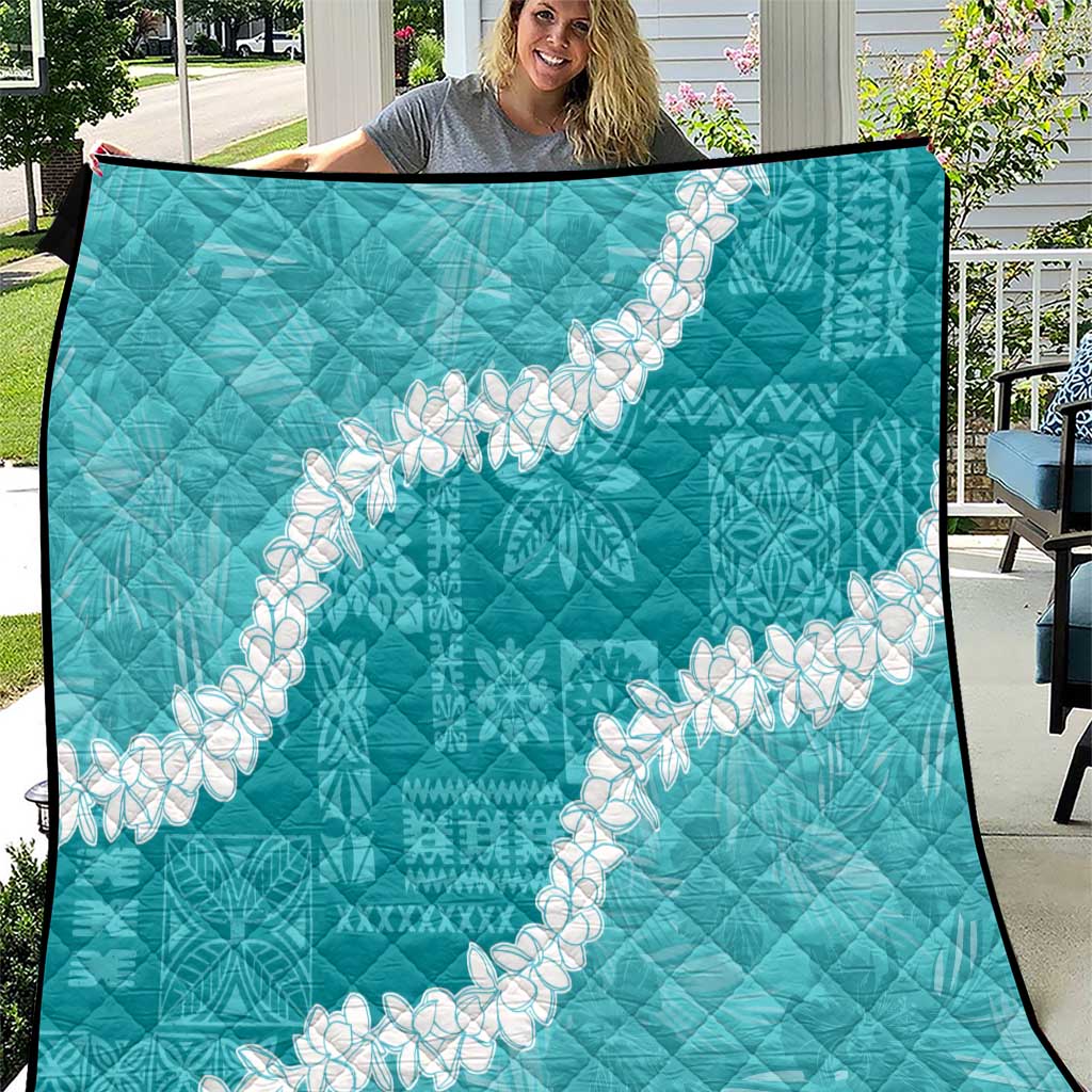 Hawaii Aloha Quilt Teal Quilt Patch Work Mix Plumeria Lei