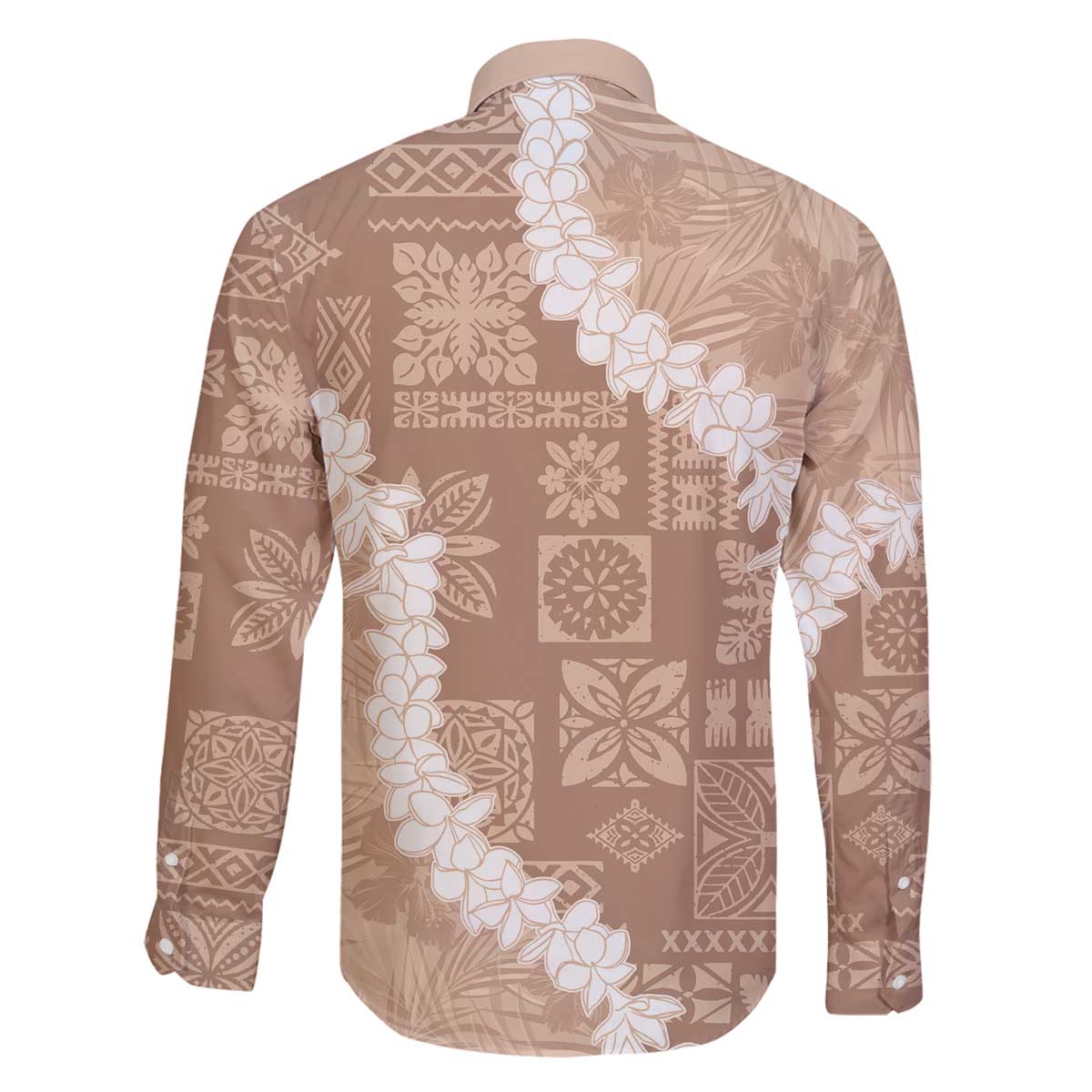 Hawaii Aloha Family Matching Off The Shoulder Long Sleeve Dress and Hawaiian Shirt Beige Quilt Patch Work Mix Plumeria Lei