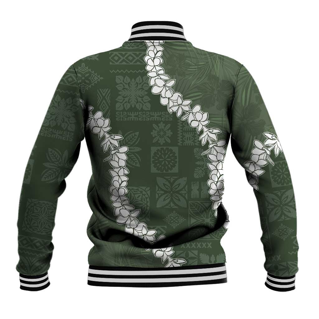 Hawaii Aloha Baseball Jacket Sage Quilt Patch Work Mix Plumeria Lei