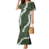 Hawaii Aloha Family Matching Mermaid Dress and Hawaiian Shirt Sage Quilt Patch Work Mix Plumeria Lei