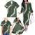 Hawaii Aloha Family Matching Off The Shoulder Long Sleeve Dress and Hawaiian Shirt Sage Quilt Patch Work Mix Plumeria Lei