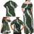 Hawaii Aloha Family Matching Off Shoulder Maxi Dress and Hawaiian Shirt Sage Quilt Patch Work Mix Plumeria Lei