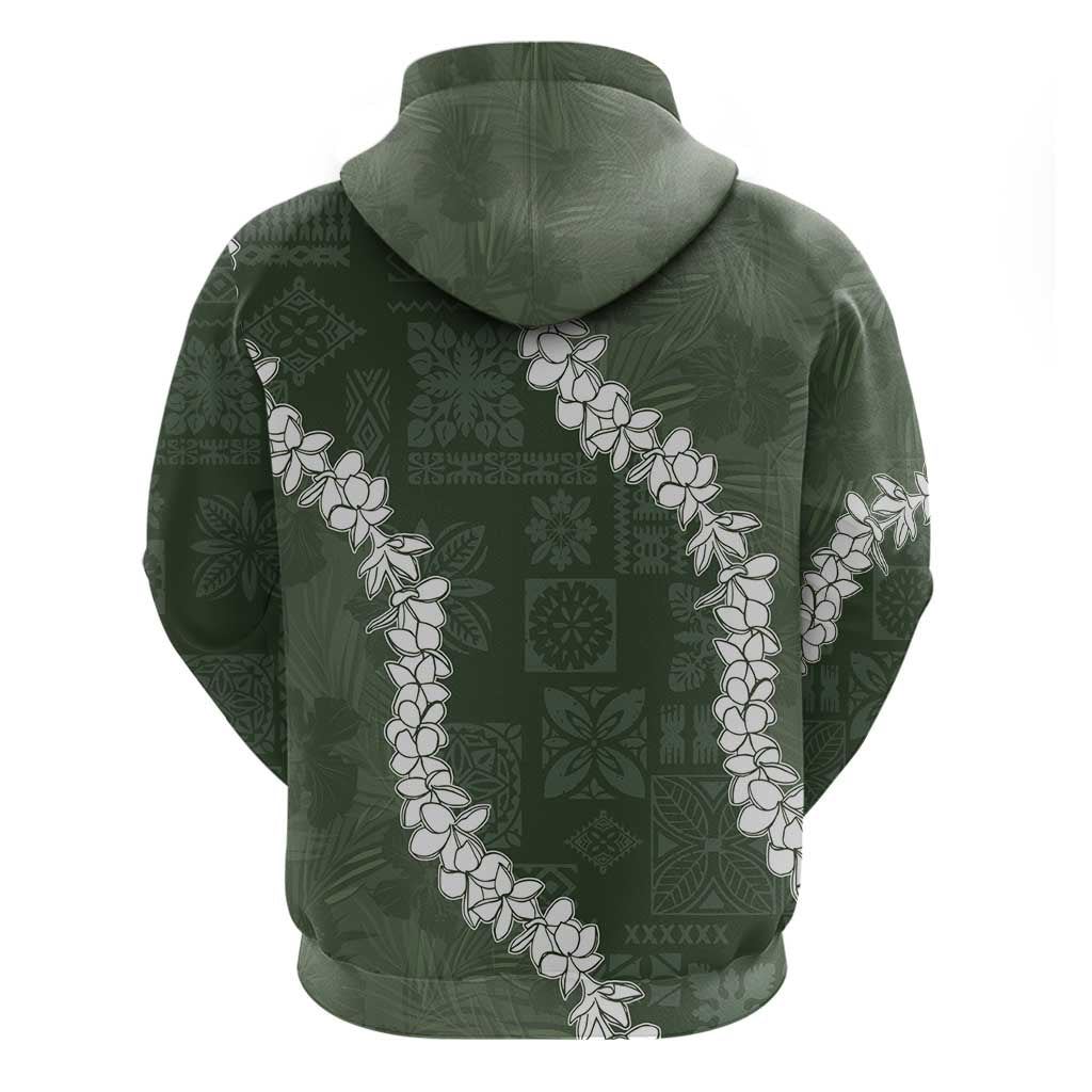 Hawaii Aloha Hoodie Sage Quilt Patch Work Mix Plumeria Lei
