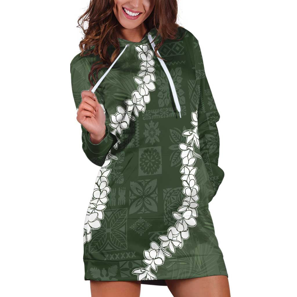 Hawaii Aloha Hoodie Dress Sage Quilt Patch Work Mix Plumeria Lei