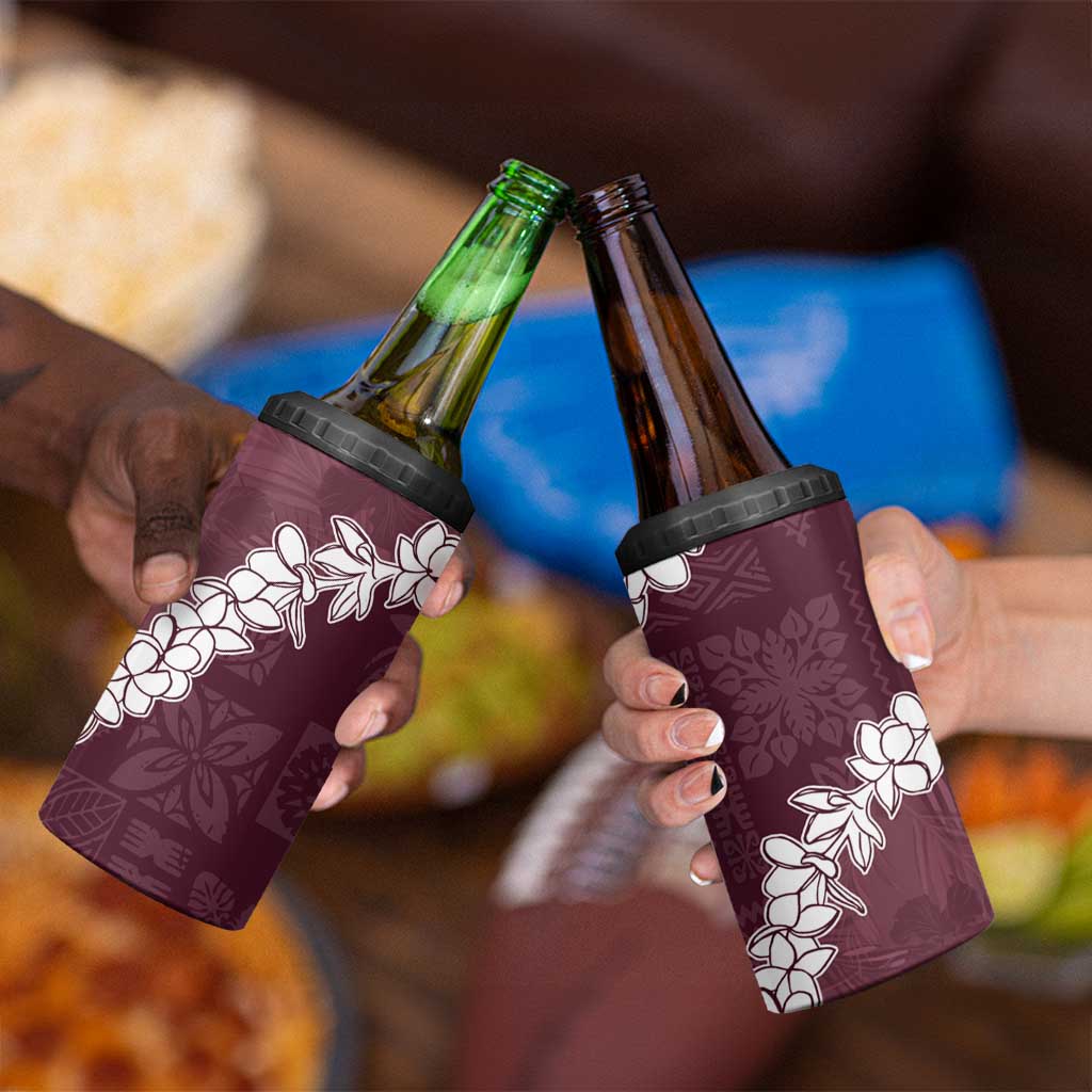 Hawaii Aloha 4 in 1 Can Cooler Tumbler Champange Quilt Patch Work Mix Plumeria Lei