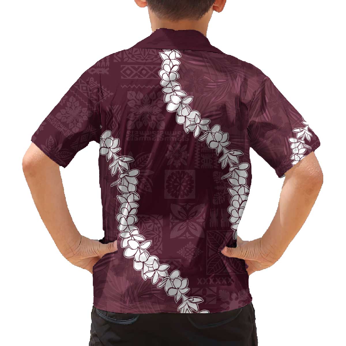 Hawaii Aloha Family Matching Off The Shoulder Long Sleeve Dress and Hawaiian Shirt Champange Quilt Patch Work Mix Plumeria Lei