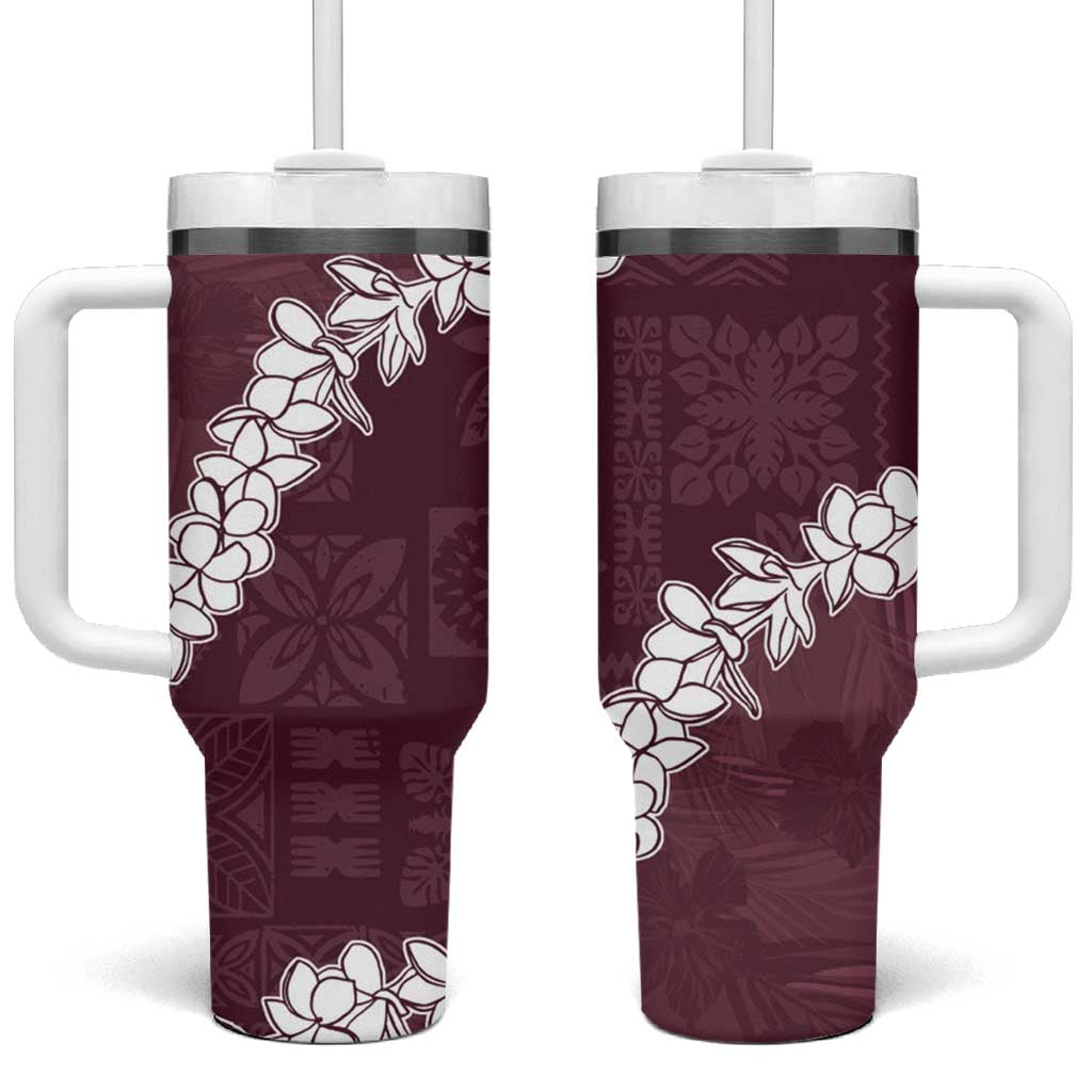 Hawaii Aloha Tumbler With Handle Champange Quilt Patch Work Mix Plumeria Lei