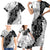 Hawaii Aloha Family Matching Short Sleeve Bodycon Dress and Hawaiian Shirt White Quilt Patch Work Mix Plumeria Lei