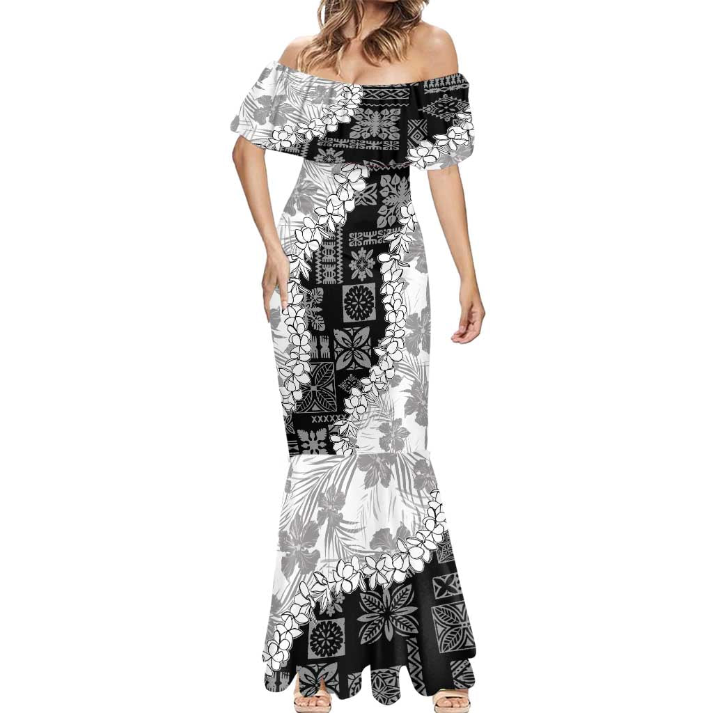 Hawaii Aloha Mermaid Dress White Quilt Patch Work Mix Plumeria Lei