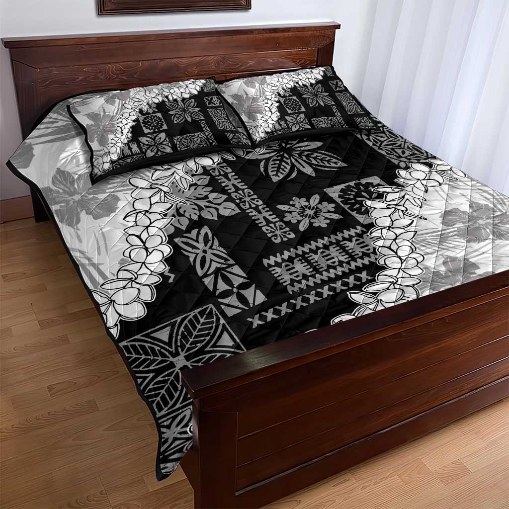 Hawaii Aloha Quilt Bed Set White Quilt Patch Work Mix Plumeria Lei