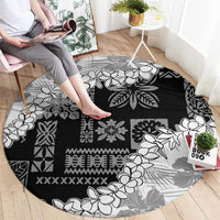 Hawaii Aloha Round Carpet White Quilt Patch Work Mix Plumeria Lei