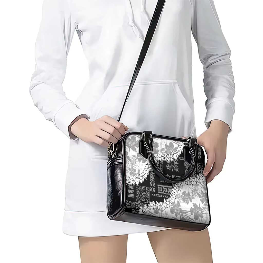 Hawaii Aloha Shoulder Handbag White Quilt Patch Work Mix Plumeria Lei