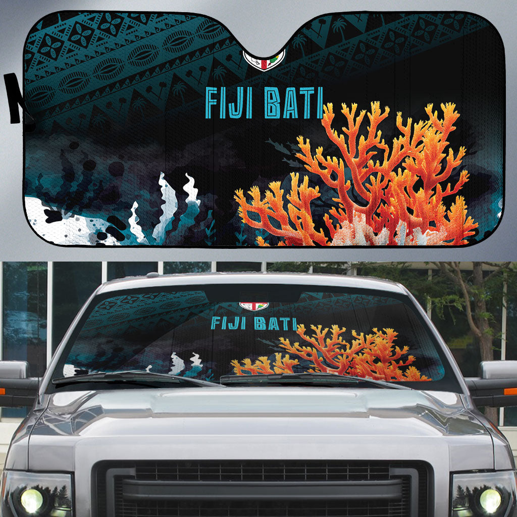 Fiji Bati Rugby Viti Masi Auto Sun Shade Coral Motifs