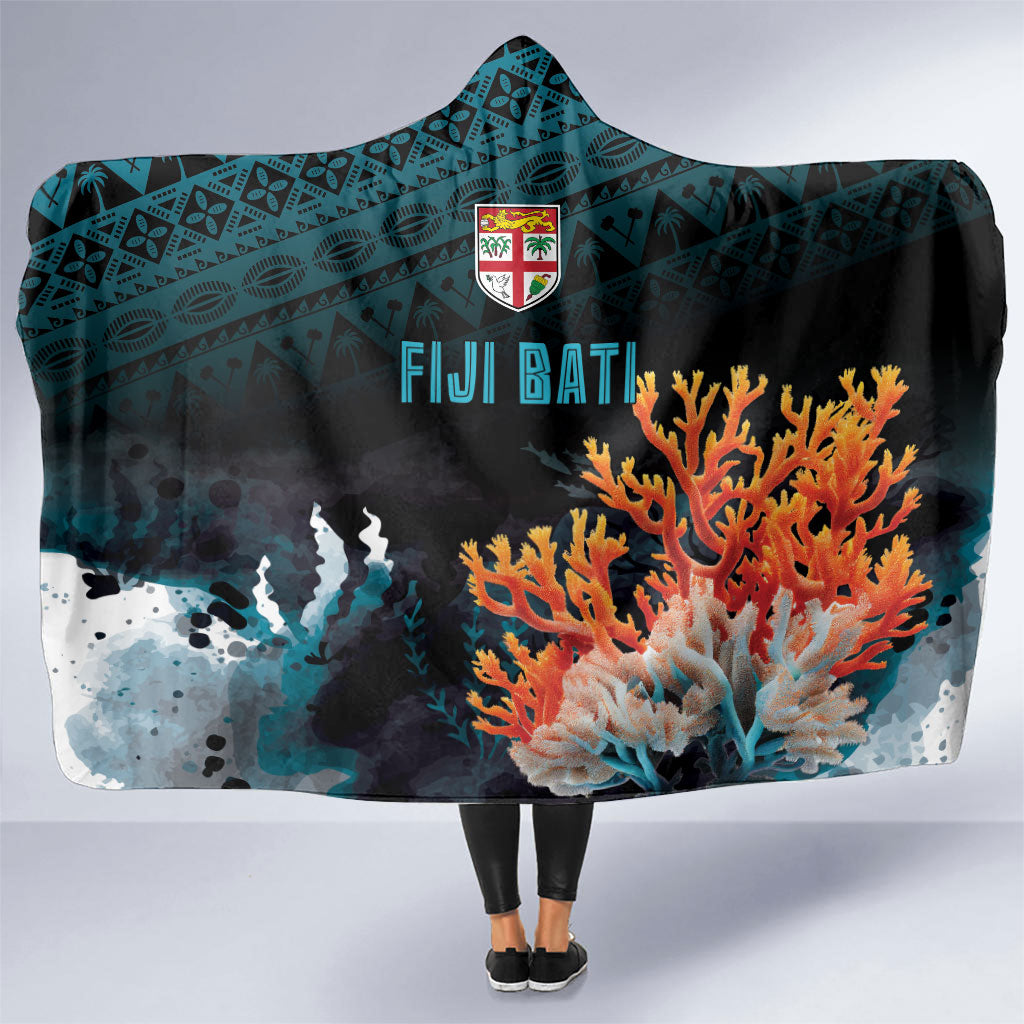 Fiji Bati Rugby Viti Masi Hooded Blanket Coral Motifs