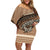 Tonga Ngatu Family Matching Off Shoulder Short Dress and Hawaiian Shirt Tokelau Classic Motifs LT7 Mom's Dress Brown - Polynesian Pride