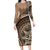 Tonga Ngatu Long Sleeve Bodycon Dress Tokelau Classic Motifs LT7 Long Dress Brown - Polynesian Pride