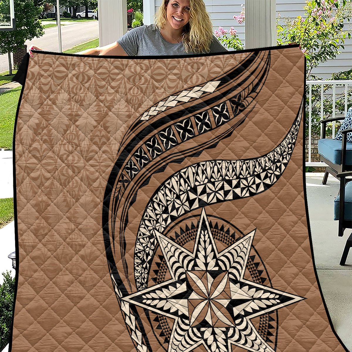 Tonga Ngatu Quilt Tokelau Classic Motifs LT7 Brown - Polynesian Pride