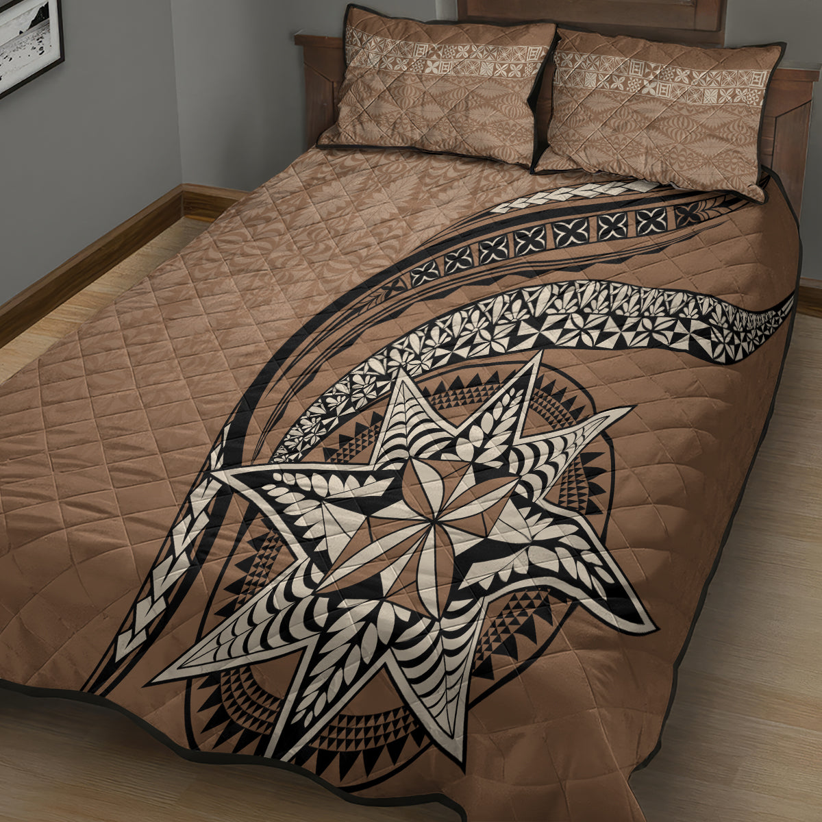 Tonga Ngatu Quilt Bed Set Tokelau Classic Motifs LT7 - Polynesian Pride