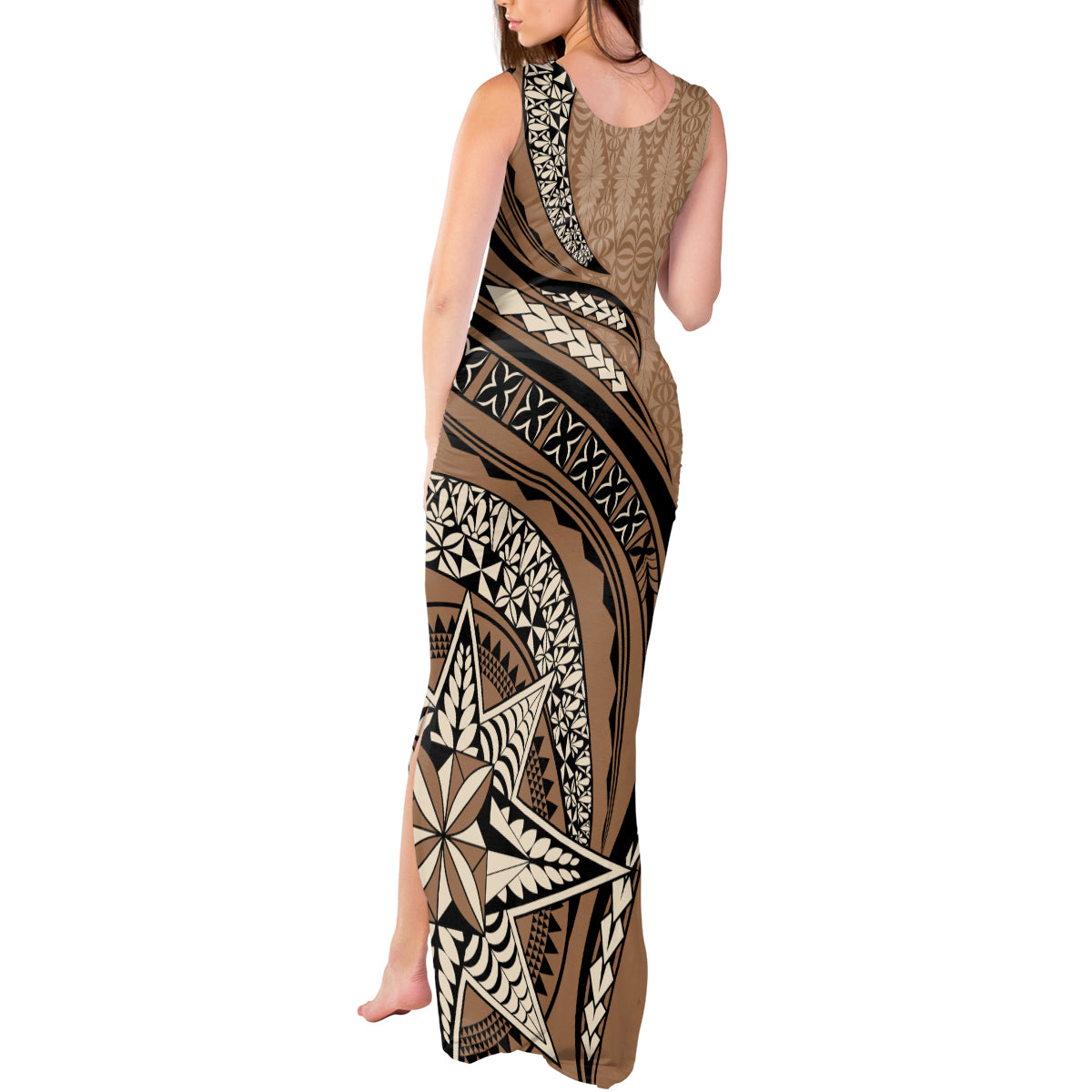 Tonga Ngatu Tank Maxi Dress Tokelau Classic Motifs LT7 - Polynesian Pride