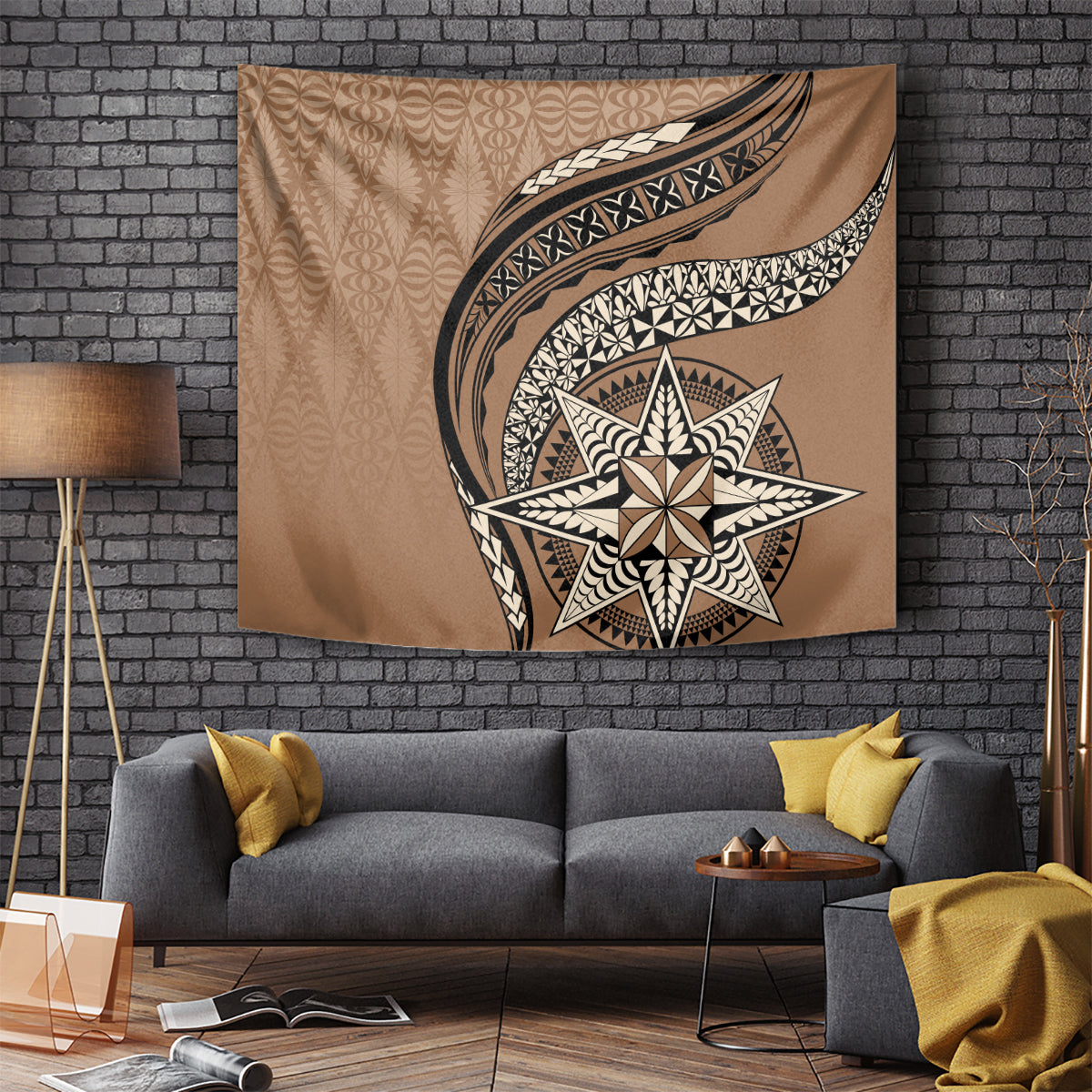 Tonga Ngatu Tapestry Tokelau Classic Motifs LT7 Brown - Polynesian Pride