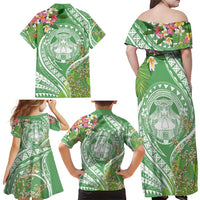 Aloha Molokai Island Family Matching Off Shoulder Maxi Dress and Hawaiian Shirt Hawaii Pua Kukui