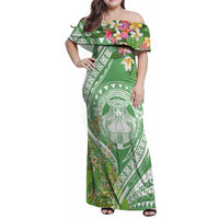 Aloha Molokai Island Family Matching Off Shoulder Maxi Dress and Hawaiian Shirt Hawaii Pua Kukui