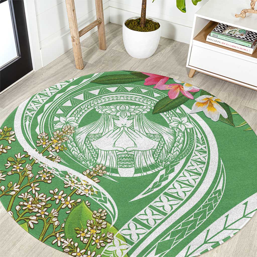 Aloha Molokai Island Round Carpet Hawaii Pua Kukui