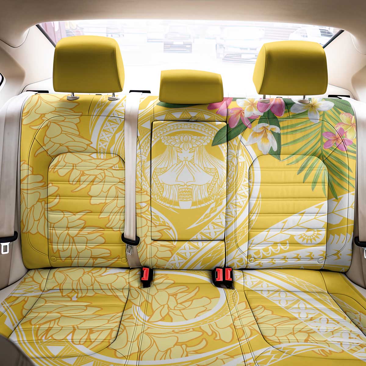 Aloha Hawaii Oahu Back Car Seat Cover Wahine with Ilima Lei