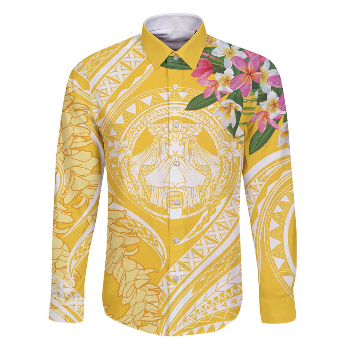 Aloha Hawaii Oahu Family Matching Off The Shoulder Long Sleeve Dress and Hawaiian Shirt Wahine with Ilima Lei