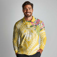 Aloha Hawaii Oahu Long Sleeve Polo Shirt Wahine with Ilima Lei