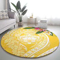 Aloha Hawaii Oahu Round Carpet Wahine with Ilima Lei
