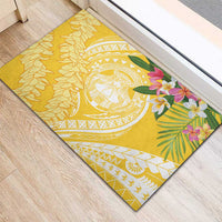 Aloha Hawaii Oahu Rubber Doormat Wahine with Ilima Lei