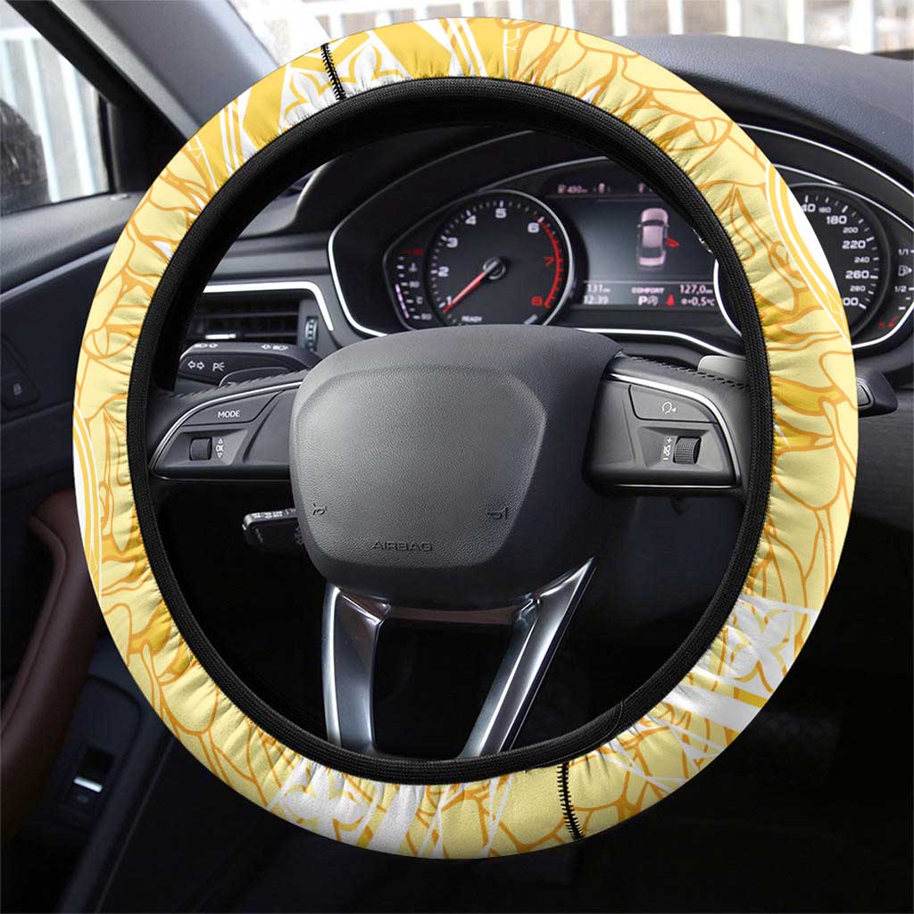Aloha Hawaii Oahu Steering Wheel Cover Wahine with Ilima Lei