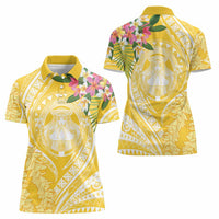 Aloha Hawaii Oahu Women Polo Shirt Wahine with Ilima Lei