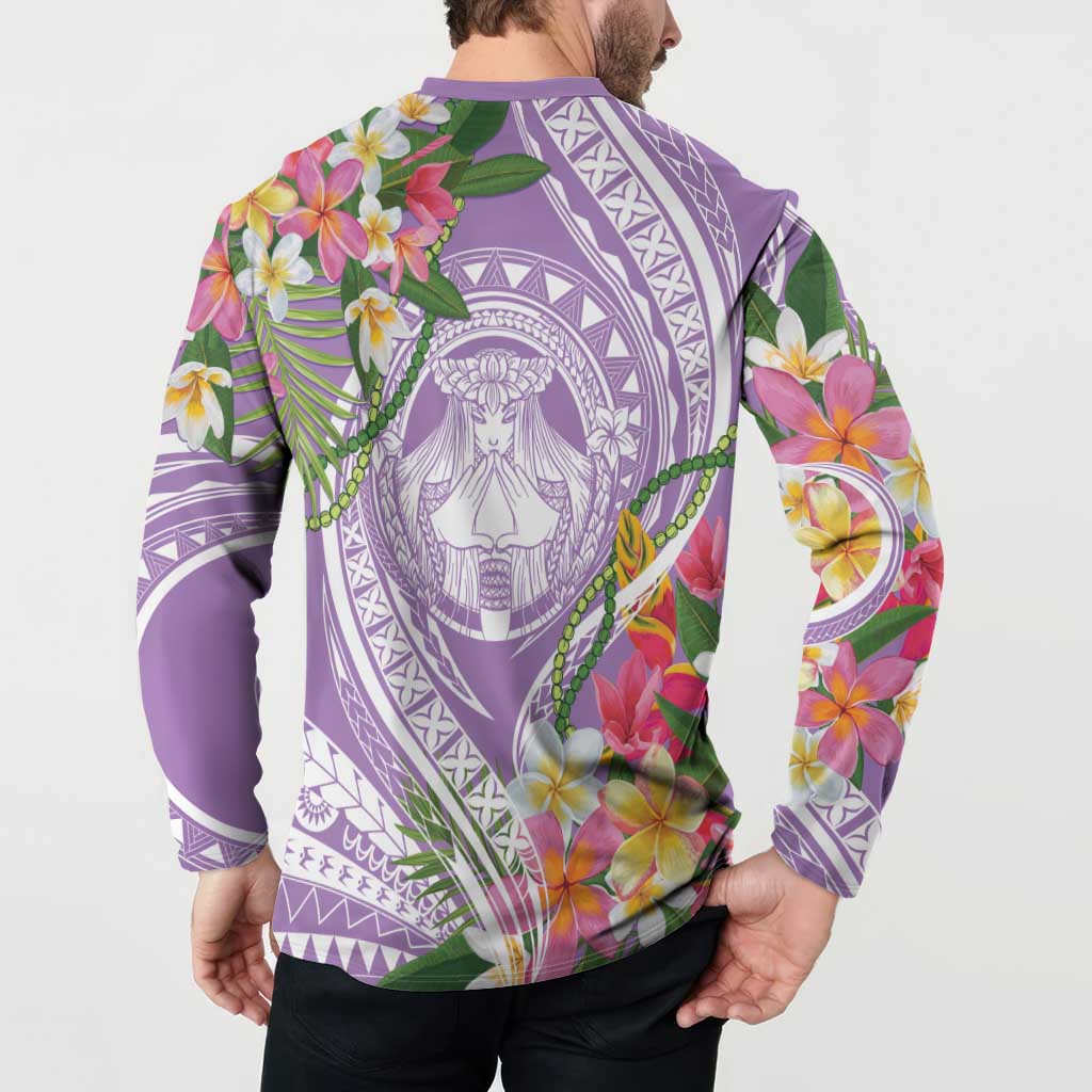 Aloha Hawaii Kauai Button Sweatshirt Frangipani Mix Mokihana Lei