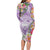 Aloha Hawaii Kauai Family Matching Long Sleeve Bodycon Dress and Hawaiian Shirt Frangipani Mix Mokihana Lei