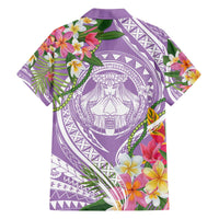 Aloha Hawaii Kauai Family Matching Off The Shoulder Long Sleeve Dress and Hawaiian Shirt Frangipani Mix Mokihana Lei