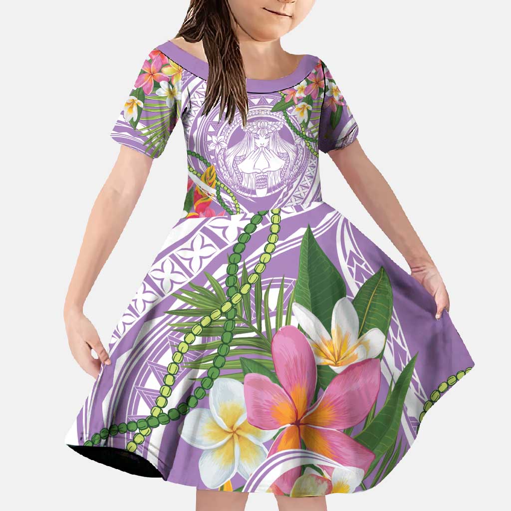 Aloha Hawaii Kauai Family Matching Off Shoulder Maxi Dress and Hawaiian Shirt Frangipani Mix Mokihana Lei