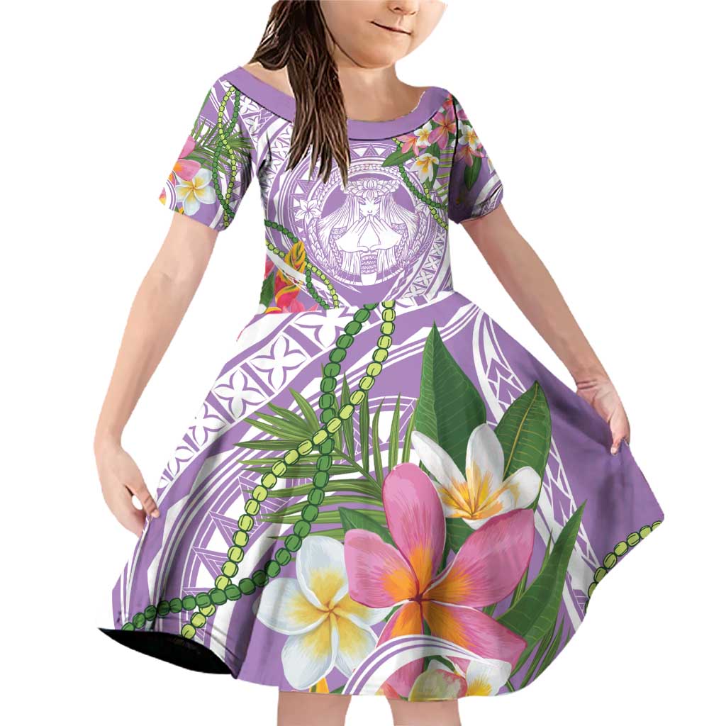 Aloha Hawaii Kauai Family Matching Off Shoulder Short Dress and Hawaiian Shirt Frangipani Mix Mokihana Lei