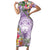 Aloha Hawaii Kauai Family Matching Short Sleeve Bodycon Dress and Hawaiian Shirt Frangipani Mix Mokihana Lei