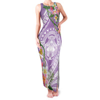 Aloha Hawaii Kauai Family Matching Tank Maxi Dress and Hawaiian Shirt Frangipani Mix Mokihana Lei