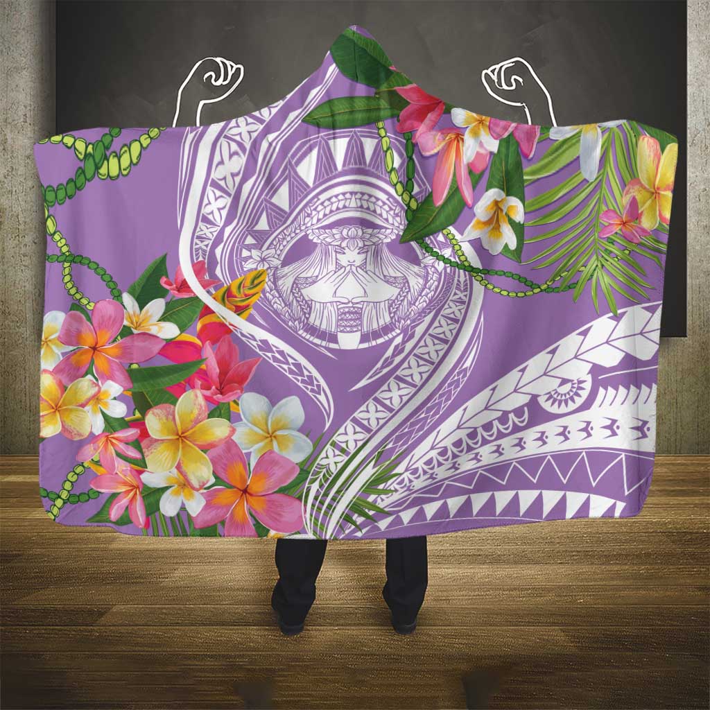 Aloha Hawaii Kauai Hooded Blanket Frangipani Mix Mokihana Lei