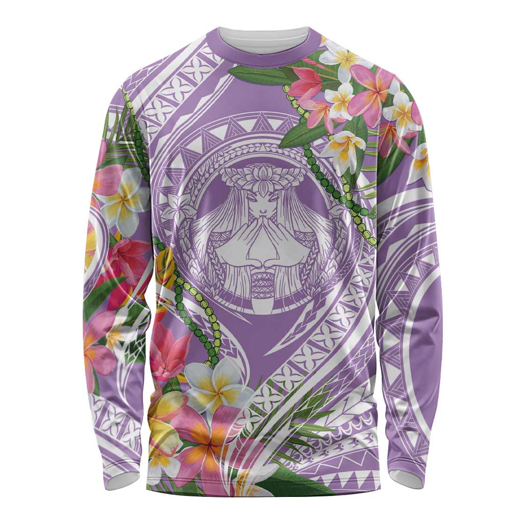 Aloha Hawaii Kauai Long Sleeve Shirt Frangipani Mix Mokihana Lei