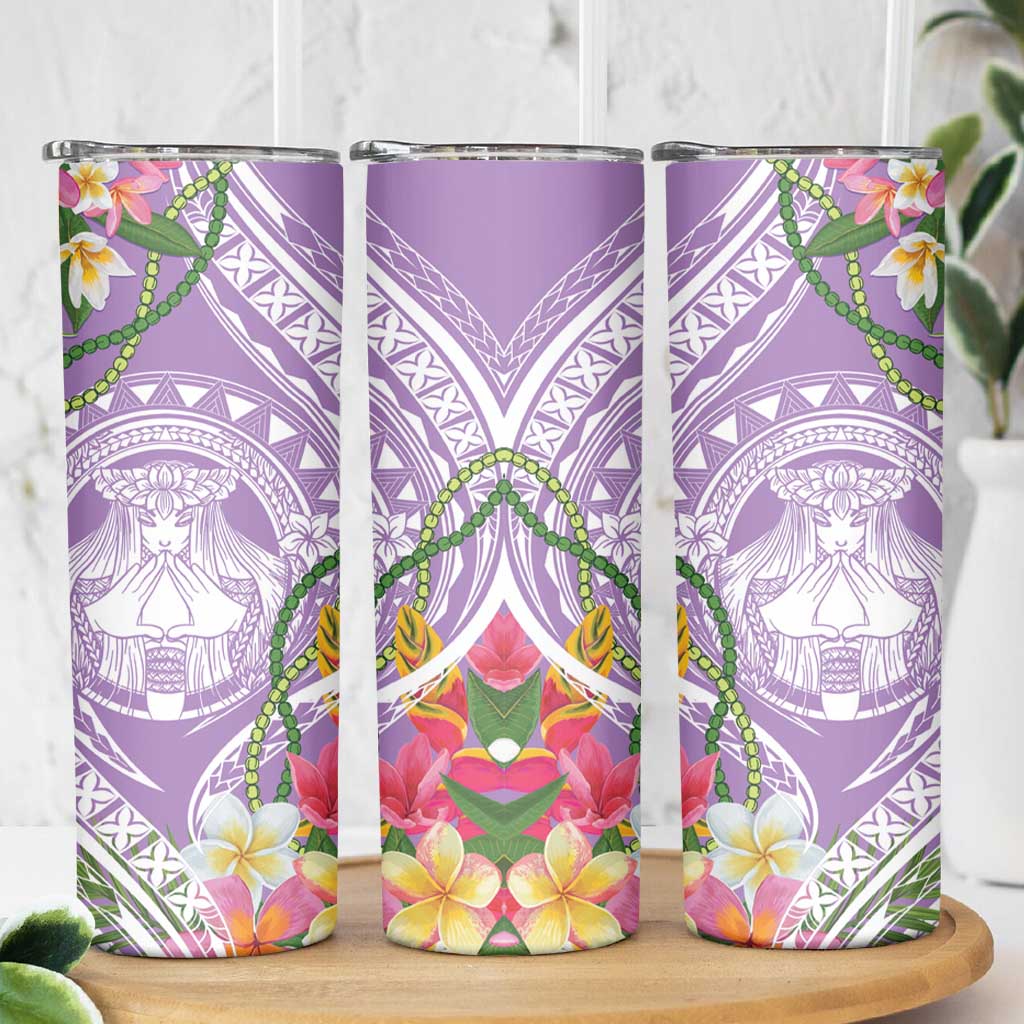 Aloha Hawaii Kauai Skinny Tumbler Frangipani Mix Mokihana Lei