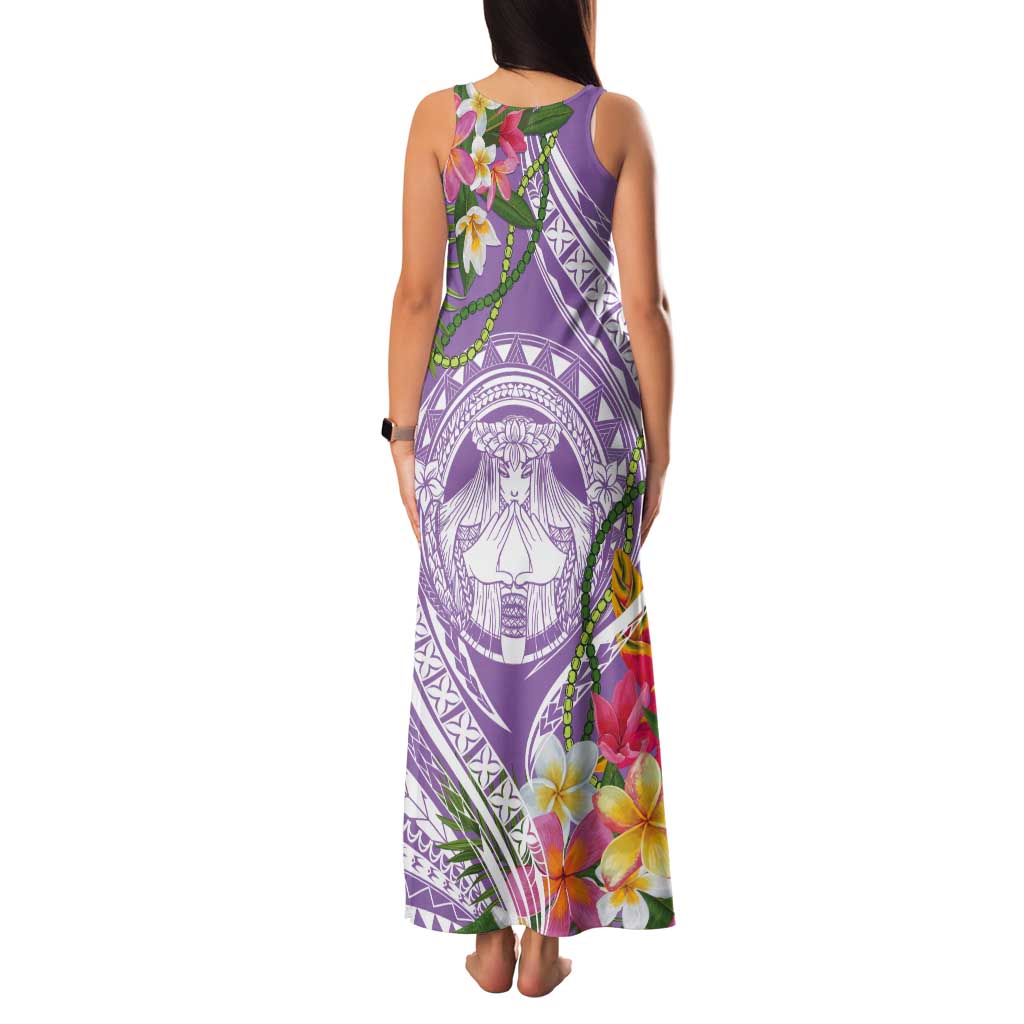 Aloha Hawaii Kauai Tank Maxi Dress Frangipani Mix Mokihana Lei