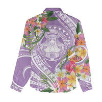 Aloha Hawaii Kauai Women Casual Shirt Frangipani Mix Mokihana Lei