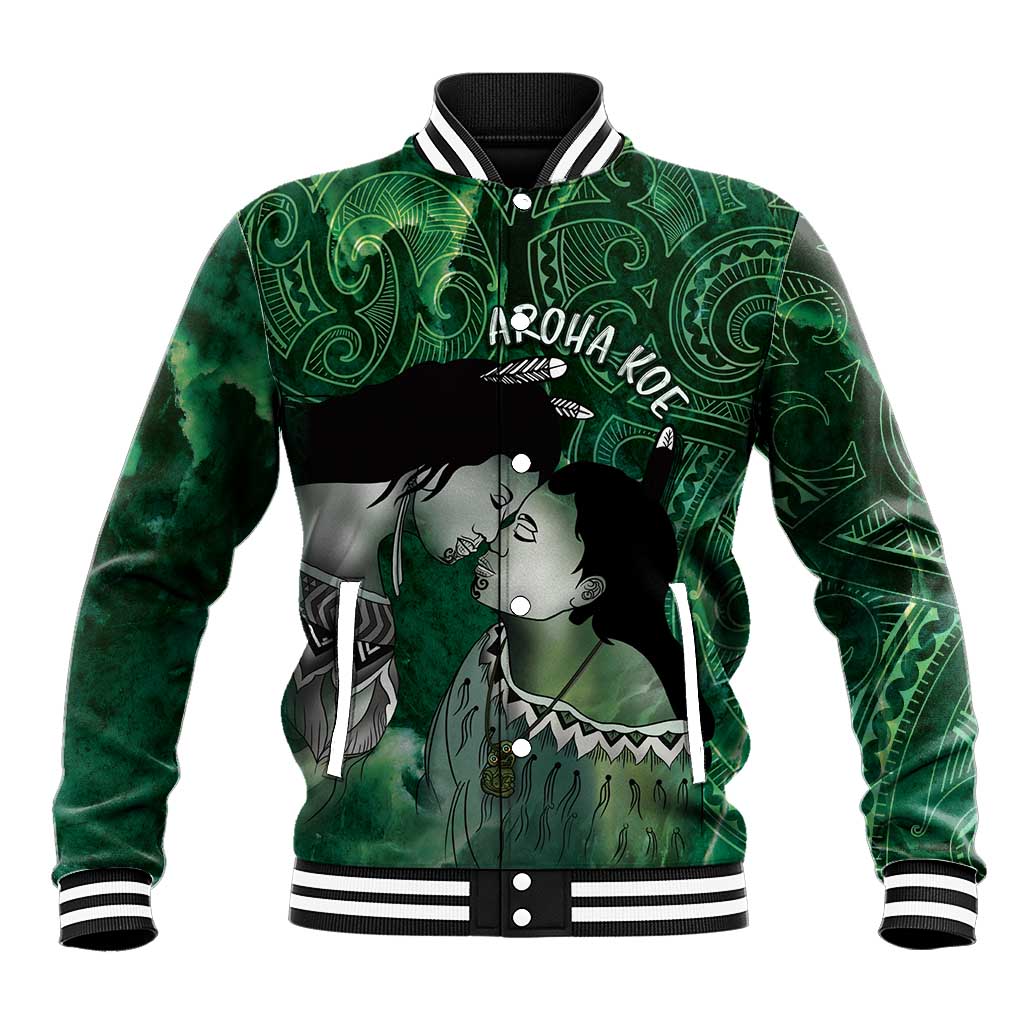 New Zealand Aroha Koe Mama Baseball Jacket Maori Hongi - Pounamu