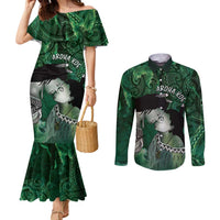 New Zealand Aroha Koe Mama Couples Matching Mermaid Dress and Long Sleeve Button Shirt Maori Hongi - Pounamu