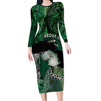New Zealand Aroha Koe Mama Family Matching Long Sleeve Bodycon Dress and Hawaiian Shirt Maori Hongi - Pounamu